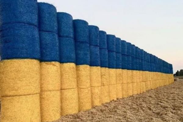 У полі на Тернопільщини встановили прапор із тюків соломи (Відео)