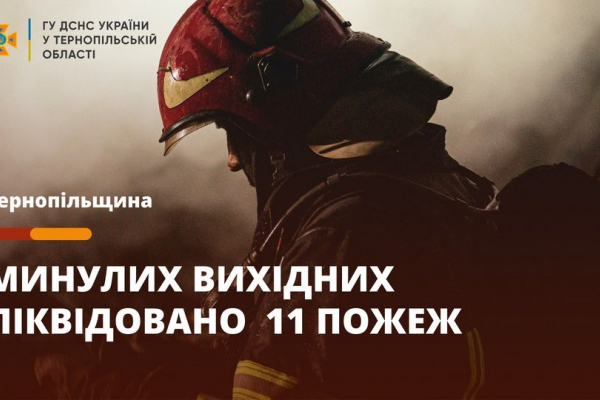 За вихідні на Тернопільщині сталося 11 пожеж