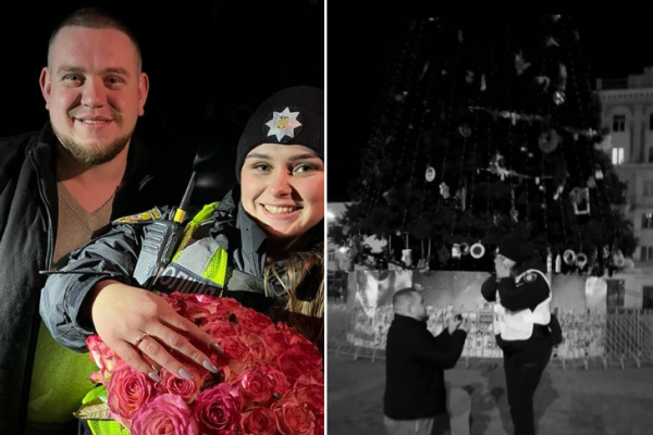 Красиве освідчення у новорічну ніч у Тернополі: поліцейська сказала: «Так!»